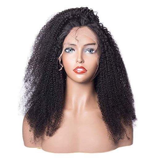 150% Density Lace Front Kinky Curly Wig 9A Mongolian Afro Curly Human Hair 360 lace frontal Wigs Natural Hairline for African American Women