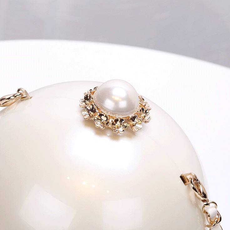 Pearl Ball Shaped Evening Bag Ladies Handbag Women Round Shoulder Wedding Bags Y201224