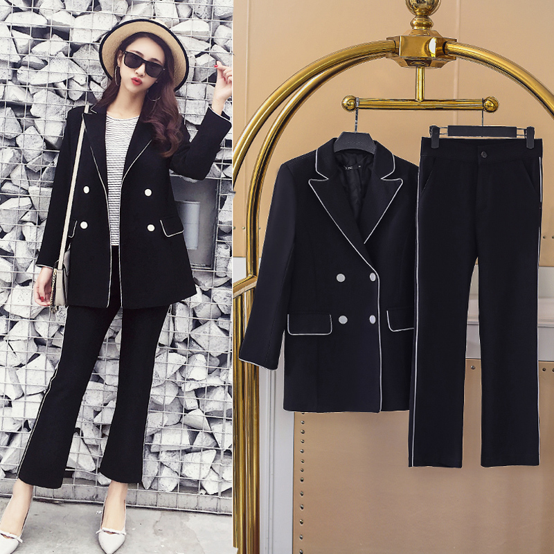 British style women's suit spring and autumn new tooling small fragrance casual long-sleeved suit jacket slim nine pants