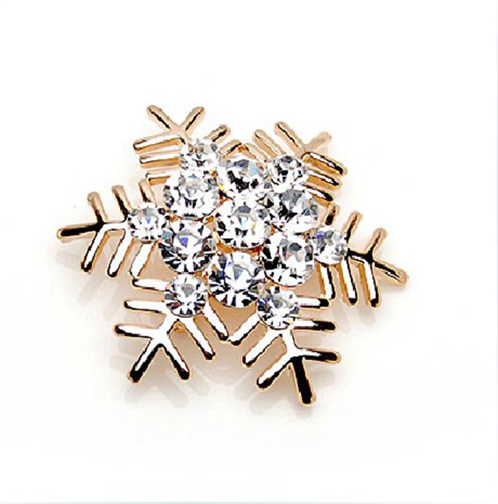 Rhinestone Crystal Diamante Snowflake Brooch