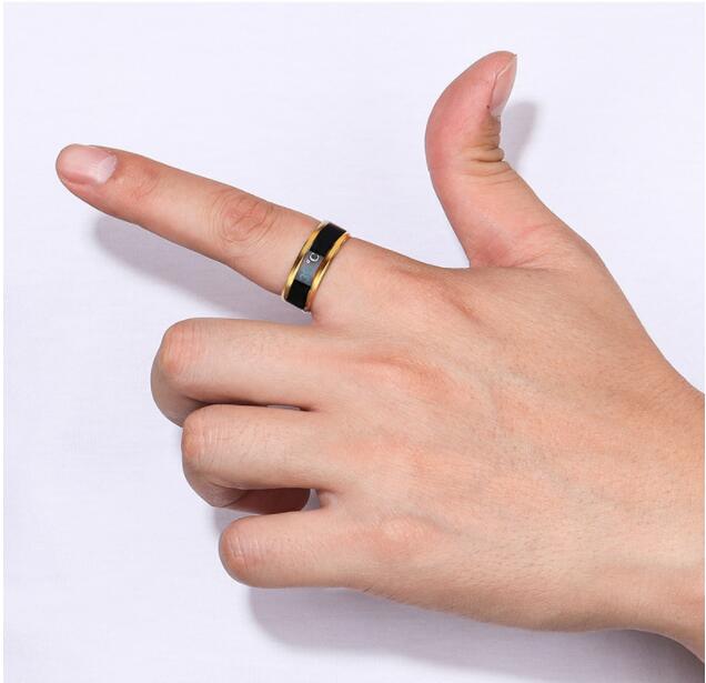 Wholesale Stainless steel rings Fashion wedding jewelry Intelligent Thermometer ring adult jewelry temperature measuring Couple rings