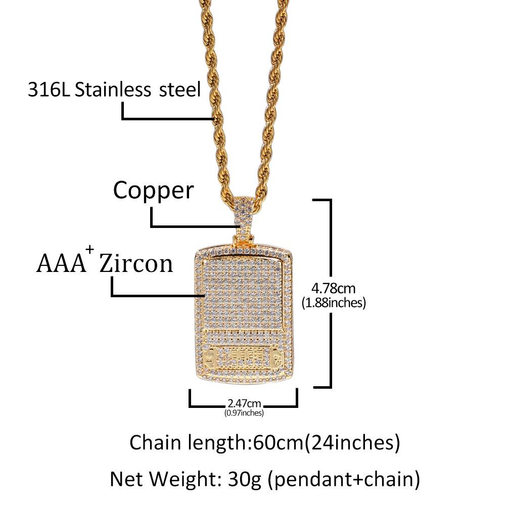 New personalized CZ Cubic Zirconia Digital Scale Pendant Necklace Mens Gold Plated Bling Hip Hop Rapper DJ Diamond Jewelry Gift For Guys