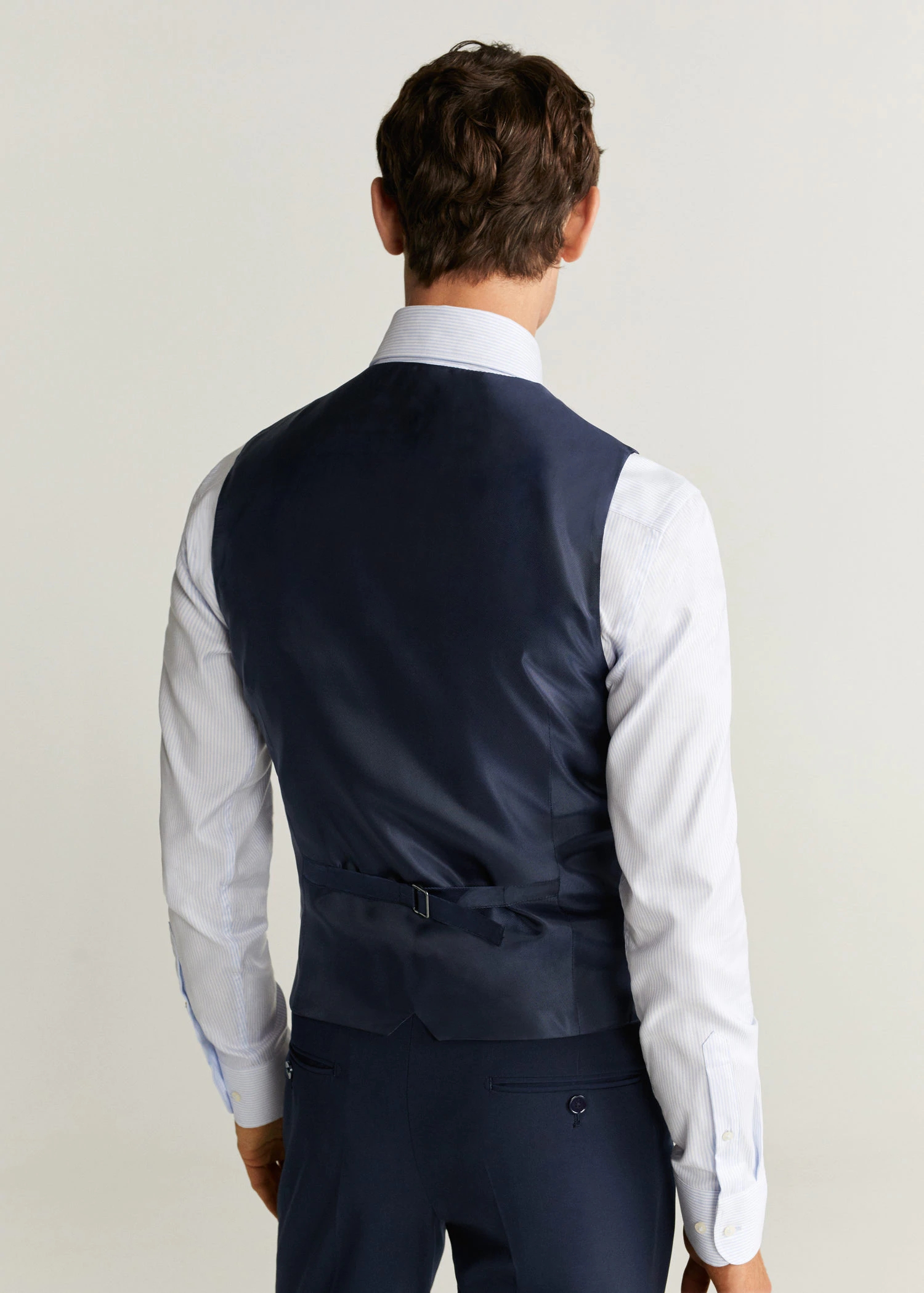 Navy Blue Three Pieces Slim Fit Mens Suits Wedding Grooms Tuxedos Notched Lapel Formal Blazer Prom Suit Jacket Vest And Pants