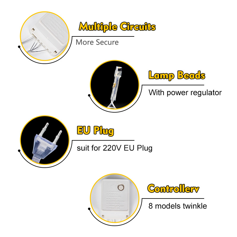 LED String Lights Party Fairy Decorative Lights 20M 200LEDs 220V Waterproof Twinkle Star Lamp for Indoor and Outdoor Use