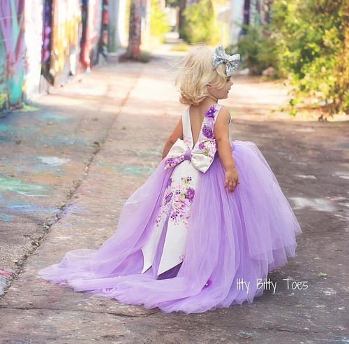 Cute Flower Girl Dresses For Wedding 3D Floral Applique Pearls Jewel Neck Girls Pageant Dress Birthday Party Gowns Big Bow