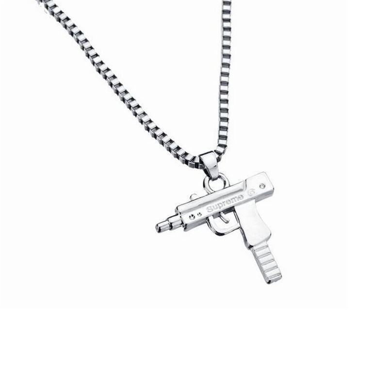 Pendant Necklace Uzi Gold Chain Hip Hop Long Pendant Necklace Men Women Fashion Brand Hiphop Jewelry