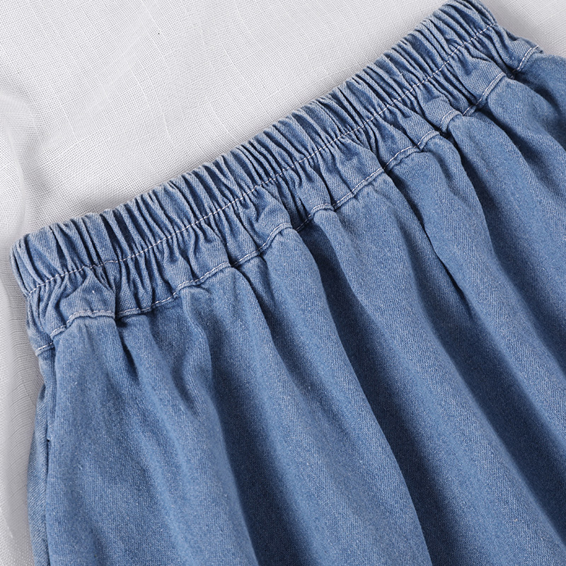 Summer Saia Female A-Line Long Denim Skirt Pockets Women High Waist Midi Jeans Skirts Dark Blue,Light Blue Plus Size Skirt V191202