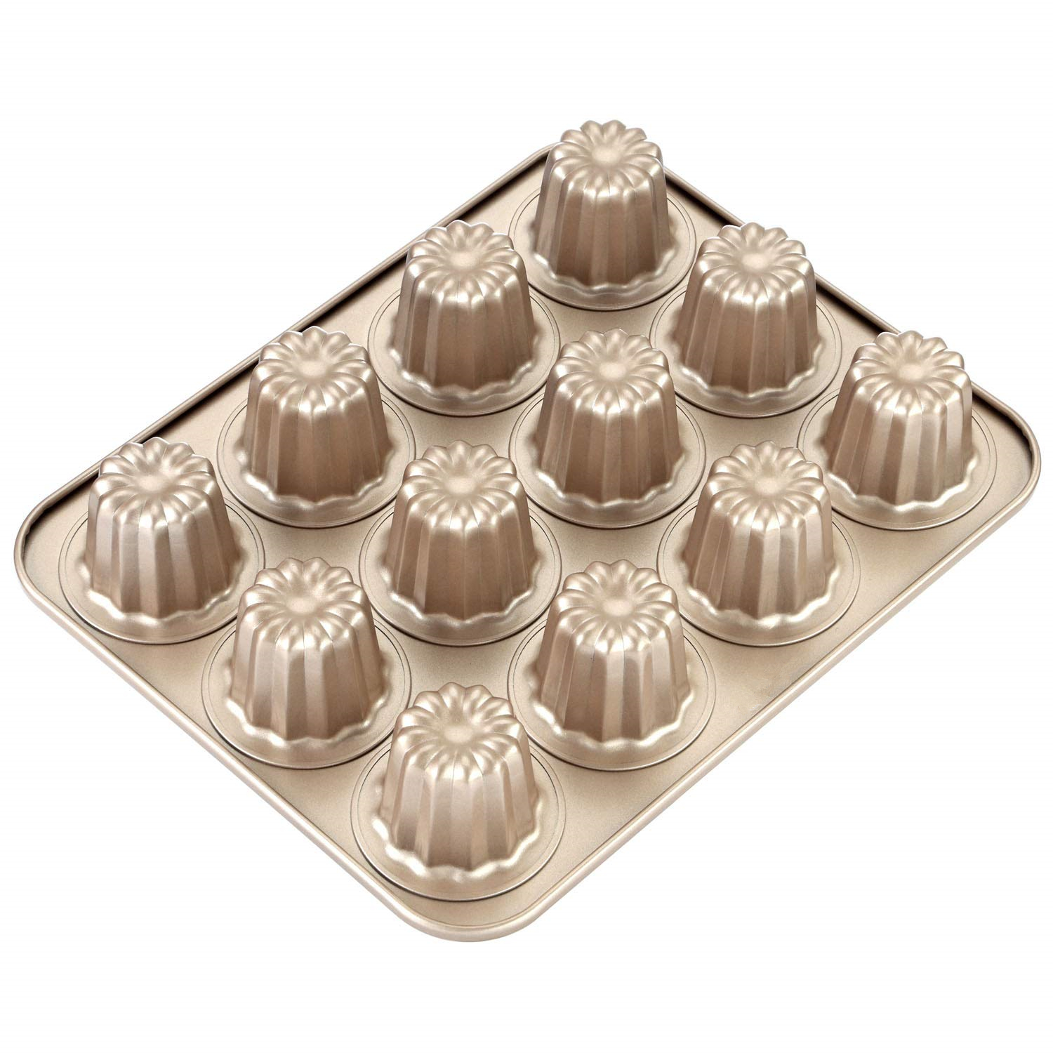 Canele Mold Cake Pan 12-Cavity Non-Stick Cannele Muffin Bakeware Cupcake Pan for Oven Baking for Holiday and Vacations
Canele Mold Cake Pan 12-Cavity Non-Stick Cannele Muffin Bakeware Cupcake Pan for Oven Baking for Holiday and Vacations
