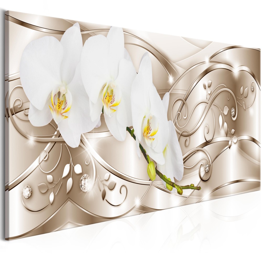 1 Panel Large HD Printed Canvas Print Painting Abstract Metal Diamond Orchid Flower Home Decoration Wall Pictures for Living Room Wall Art o