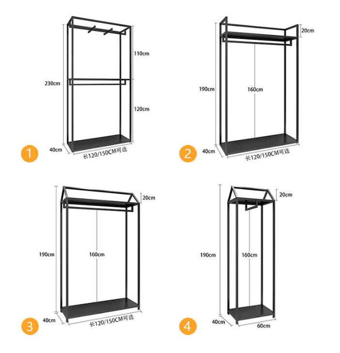 Gold Hanger men's and women's clothing store shelf Commercial Furniture clothes display rack floor type shelfs golden hangers cloth shop