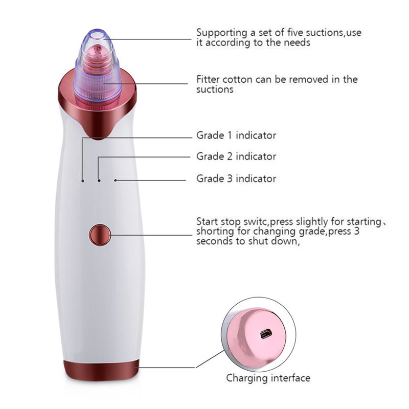 Electric Facial Pore Vacuum Suction Blackhead Remover Skin Care Diamond Dermabrasion Machine Acne Pimple Removal Face Clean Tool
Electric Facial Pore Vacuum Suction Blackhead Remover Skin Care Diamond Dermabrasion Machine Acne Pimple Removal Face Clean Tool