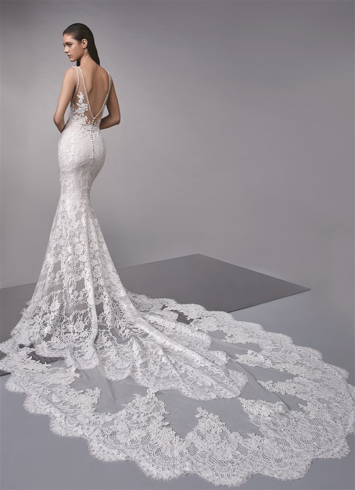 Lace Stylish Mermaid Backless Wedding Dresses V Neck Beaded Bridal Gowns Sweep Train Trumpet Plus Size Robe De Marie
