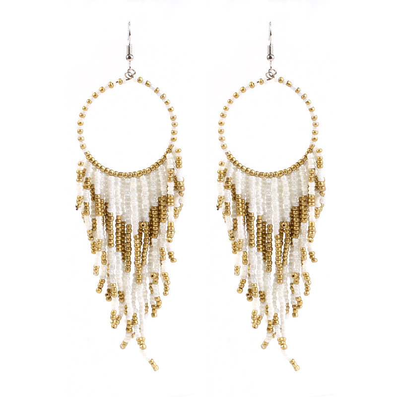 Bohemia National Style Earrings Handmade Beaded Fashion Multilayer Tassels Bead Long Dangle Earrings Women Girls Jewelry Gift 7 Styles