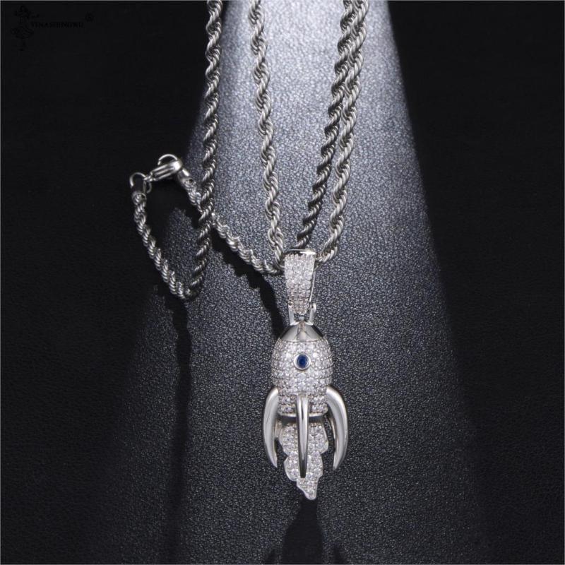 Hip Hop Bling CZ Iced Out Cubic Zircon Rocket Shape Copper Pendants & Necklaces For Men Jewelry With Tennis Chain Personality
Hip Hop Bling CZ Iced Out Cubic Zircon Rocket Shape Copper Pendants & Necklaces For Men Jewelry With Tennis Chain Personality