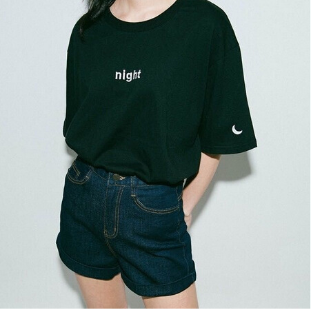 2020 Fashion Casual female Women T-shirt Night And Day Letters Printed Short Sleeve shirt summer Gilrs Top crop White Black