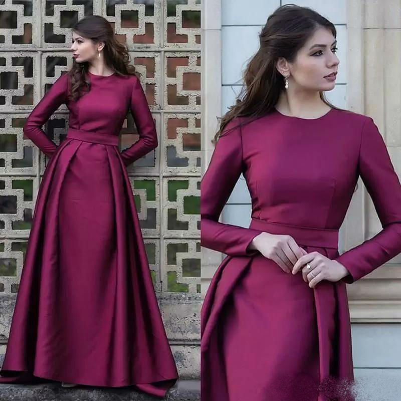 Vintage Arabic Mother of Bride Dresses With Long Sleeve A Line Satin Evening Gowns Custom Made Plus Size Prom Dresses