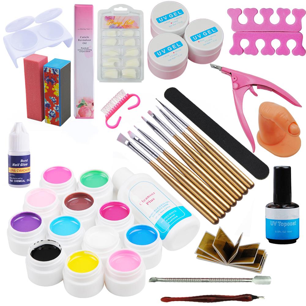 72 Colors Acrylic Glitter Powder Kit Nail Art Decorations Set Brush For Nail Pusher Varnish Semi Permanent UV Set