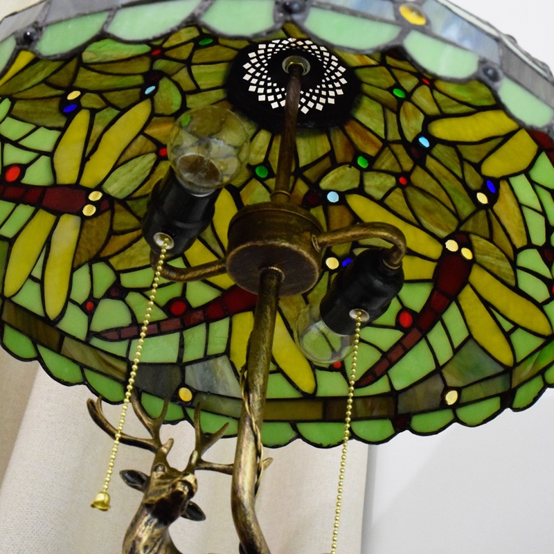 Green Dragonfly Decoration Table Lamp Tiffany Stained Glass Lighting Livingroom Dining Bar
