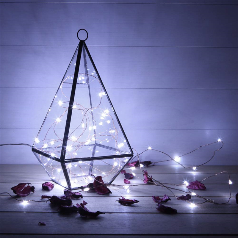 10M 33ft Silver Wire LED String Lights Fairy Garland Lamp Decorative Christmas With 8 Modes Remote Control Battery Powered