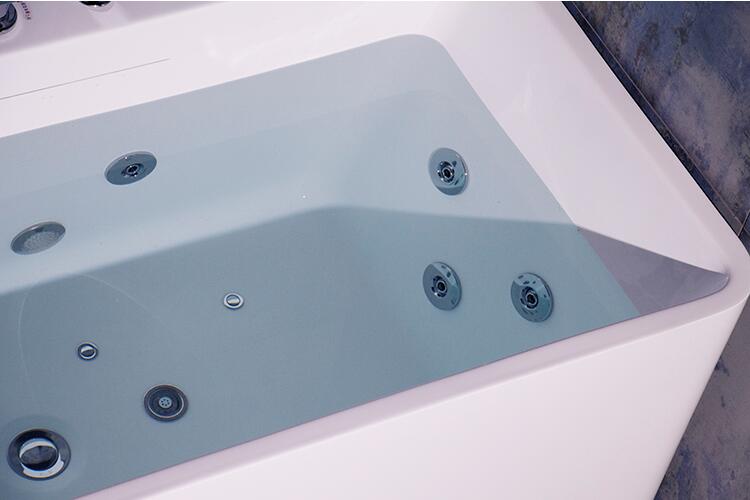 1700mm Whirlpool Waterfall Bathtub Acrylic Hydromassage Surfing Colourful LED Lights Tub NS1107-1