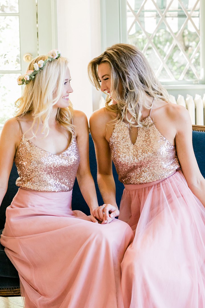 Blush Pink Sequin Top Long Bridesmaid Dresses Tulle Skirt Sexy Spaghetti Straps Custom Made Plus Size Formal Wedding Guest Dress
