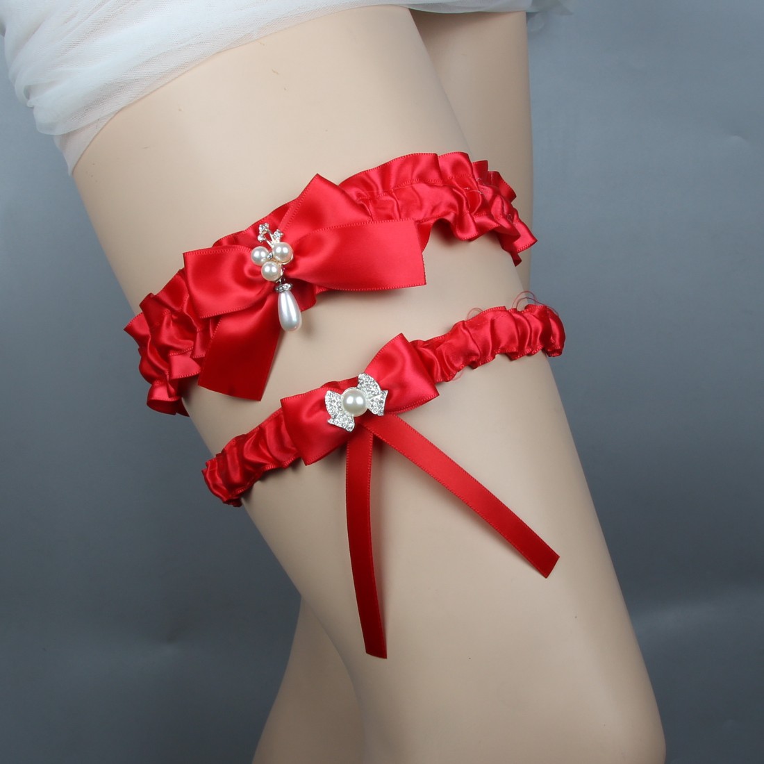 Bridal Garters Navy Blue Bow Satin Wedding Garters For Bride Beach Prom Set Wedding Garter Belts 2019 Free Size 14~23 inches Bulk Discount