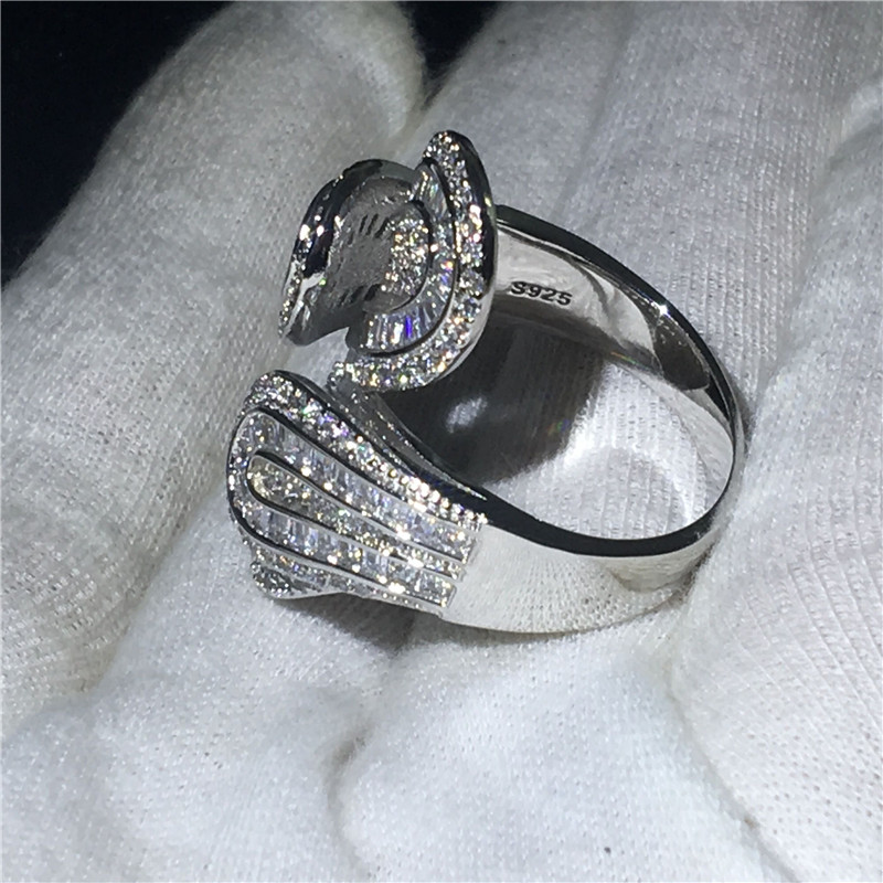 choucong Unique Big Flower Ring Diamond Cz 925 Sterling Silver Engagement Wedding Band Rings for women men Finger Jewelry