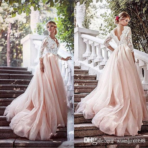 Waishidress Blush Pink Wedding Dresses V Neck Lace Tulle Long Sleeves Backless Wedding Gowns Vestidos de Noivas Bridal Dress, Champagne
Waishidress Blush Pink Wedding Dresses V Neck Lace Tulle Long Sleeves Backless Wedding Gowns Vestidos de Noivas Bridal Dress, Champagne