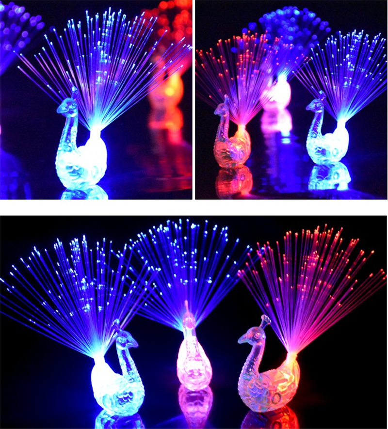 LED Finger Light Ring Creative Colorful Peacock Finger Lights LED Light-up Finger Toys for Party Cheering Novelty Glowing Halloween Gifts