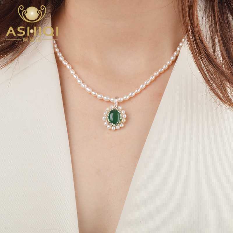 ASHIQI Real Freshwater pearl Natural agate Necklace Pendant 925 silver Handmade design Vintage jewelry
ASHIQI Real Freshwater pearl Natural agate Necklace Pendant 925 silver Handmade design Vintage jewelry