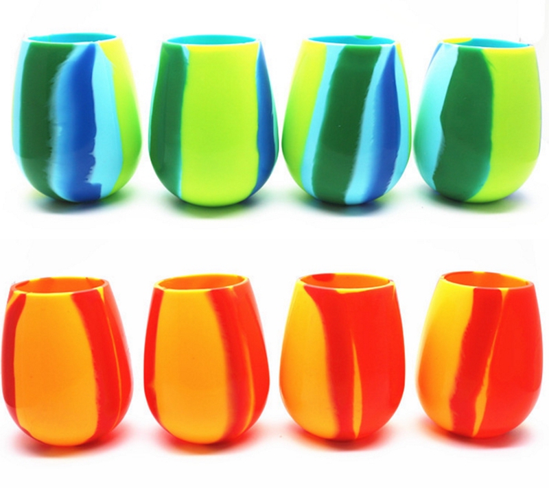 Wine Glass Camouflage Silicone Beer Glasses Unbreakable Stemless Cups Collapsible Coffee Mugs Resuable Drinkware 4 Designs Optiona