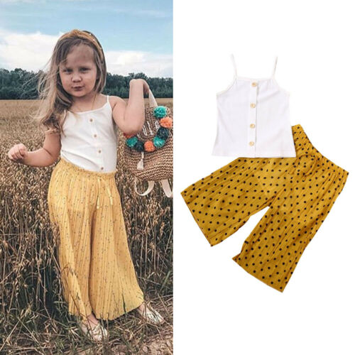 2Pcs Toddler Kids Baby Girl Clothes Sets Sleeveless Vest T-shirt Tops+Polka Dot Trousers Pants Outfits Set 2020, As pic
2Pcs Toddler Kids Baby Girl Clothes Sets Sleeveless Vest T-shirt Tops+Polka Dot Trousers Pants Outfits Set 2020, As pic