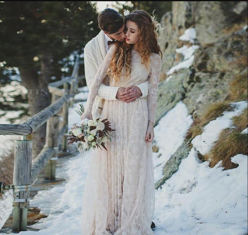 Vintage Bobemian Lace Long Sleeves Wedding Dresses 2019 Open Backless Plus Size Hippie Bohemian Wedding Dress Cheap vestido de novia