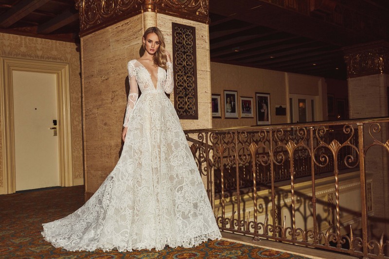 Calla Blanche Dresses Long Sleeves V Neck Lace Appliqued Boho Bridal Gowns Backless A Line Beach Wedding Vestidos De Novia 0505 0505