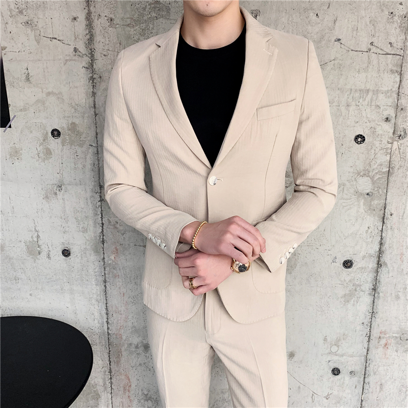 Summer teen men suit two-piece slim design men Blazer jacket and pants Asia size M L XL XXL XXXL, Khaki
Summer teen men suit two-piece slim design men Blazer jacket and pants Asia size M L XL XXL XXXL, Khaki