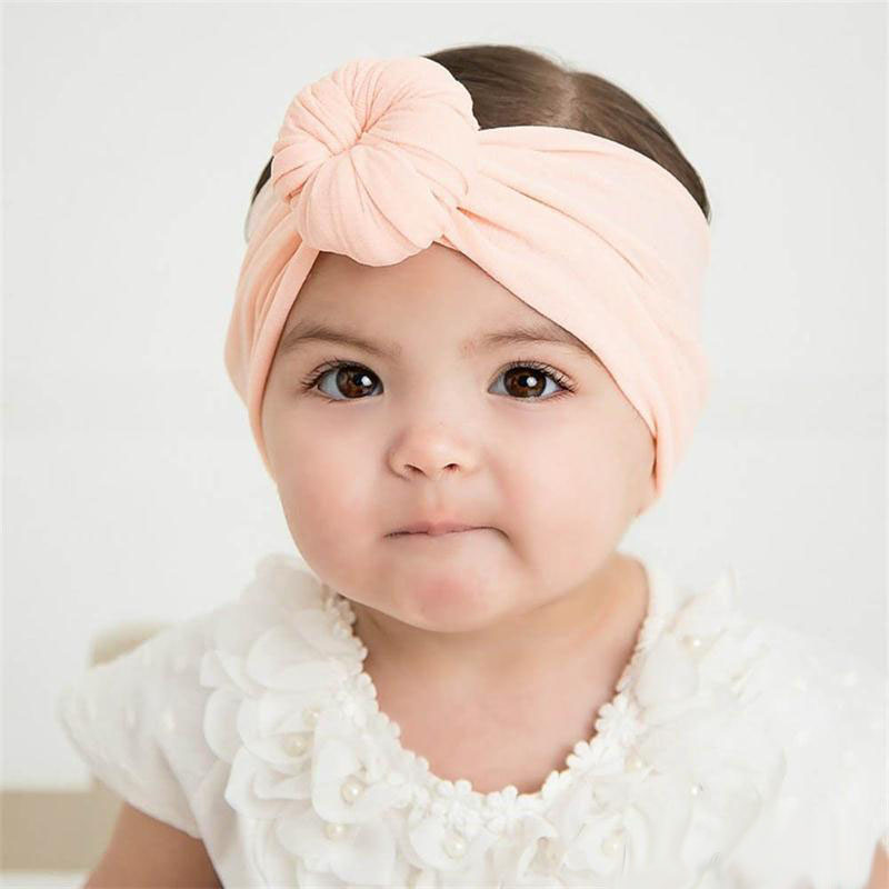 Baby Nylon Head bands Solid Color Turban Super Soft Ball Knot Hair band Headband Headwraps Toddler Hair Accessory