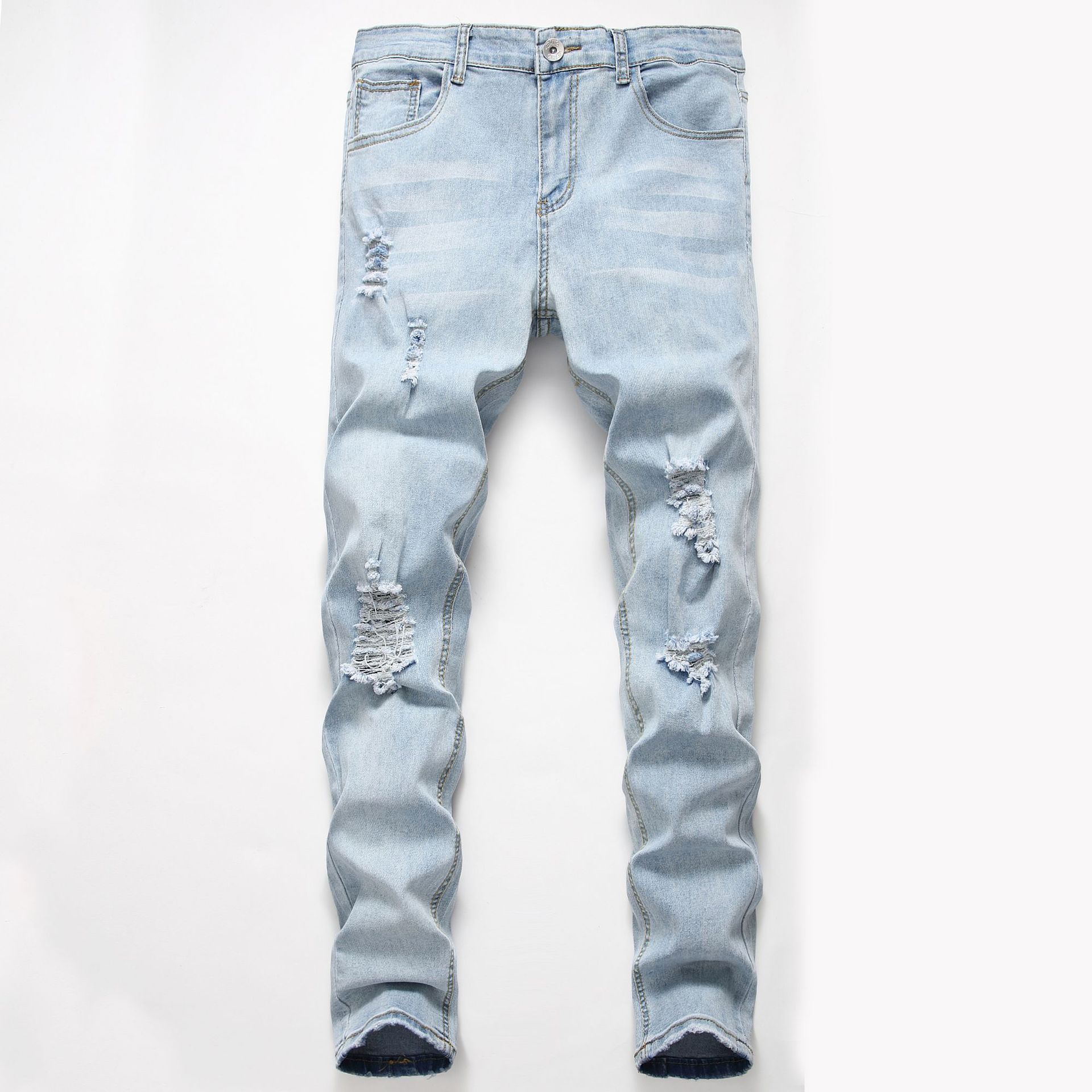Men's Jeans Mens Biker Vintage Style Male Hole Distrressed Slim Fit Denim Casual Trousers Light Blue Pants Asian Size
Men's Jeans Mens Biker Vintage Style Male Hole Distrressed Slim Fit Denim Casual Trousers Light Blue Pants Asian Size