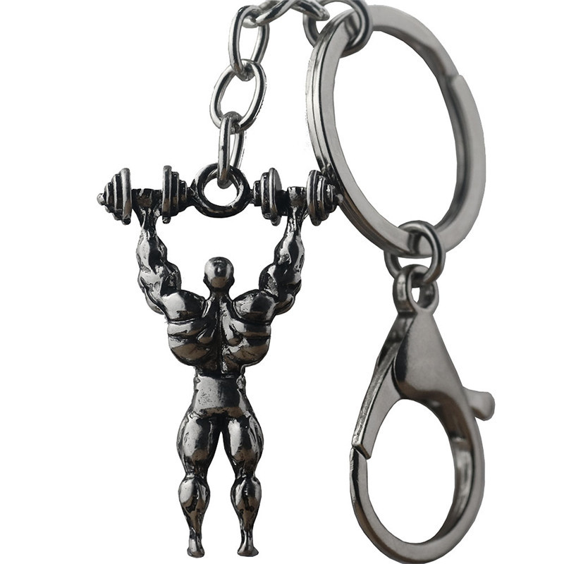2019 Fashion muscle male dumbbell weightlifting exercise key chain creative man car key chain pendant