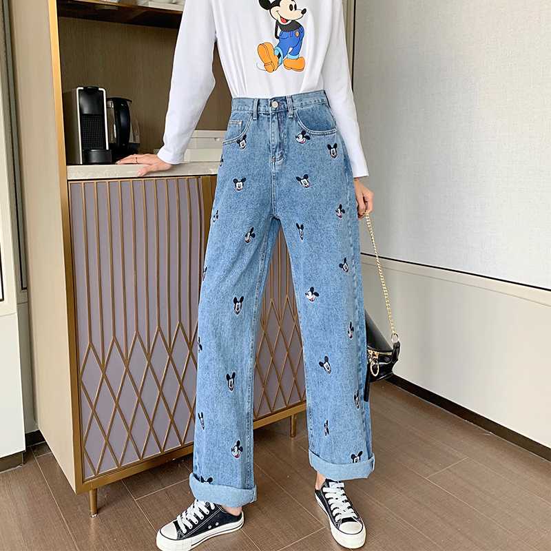 Women' Jeans Embroidered Cartoon Loose-wash High-waisted With Cute Straight Leg Trousers For Girls And Students, Blue
Women' Jeans Embroidered Cartoon Loose-wash High-waisted With Cute Straight Leg Trousers For Girls And Students, Blue