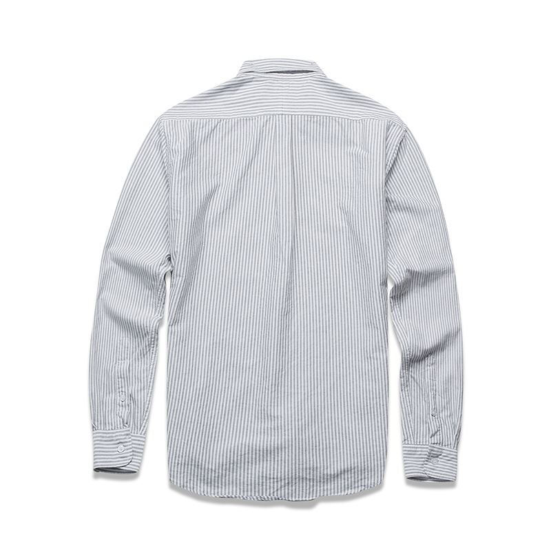 Men Casual Stripe Oxford Fabric Long Sleeve Comfortable Business Dress Shirts Spring Autumn