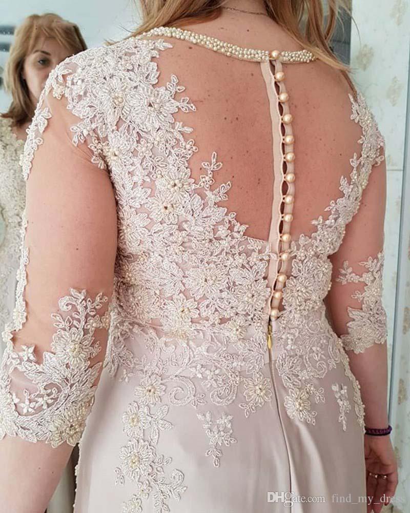 Elegant llusion Bodice Long Mother Of The Bride Dresses Side Split Half Sleeves Sexy V Neck Lace Groom Mother Gowns Custom Made