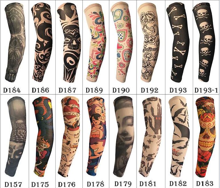 Cheapest Tattoo stretch arm sleeve for men women Outdoor Sport Riding sleeves sunscreen UV protection Elbow armband fashion hip-hop sleeves