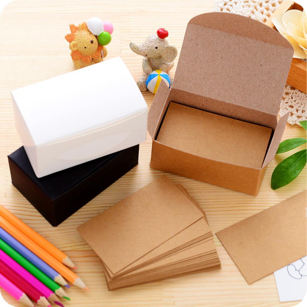 

None 100pcs Double-sided Blank Kraft Paper Business Cards Word Card Message Card DIY Gift