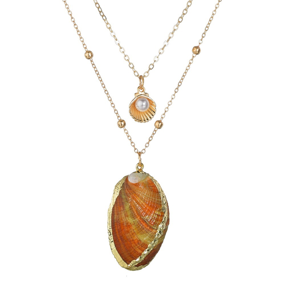 Natural Gold-plated Edge Conch Natural Wind Pendant Colour Shell Double-deck Pinch Chain Necklace Pendant
Natural Gold-plated Edge Conch Natural Wind Pendant Colour Shell Double-deck Pinch Chain Necklace Pendant