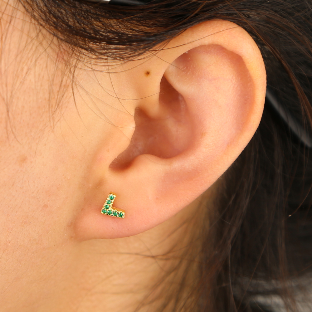 925 Sterling silver simple multi piercing stud V Arrow stud earring 4 color minimal delicate dainty studs for girl