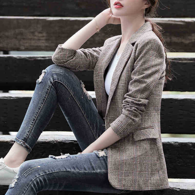 Women Blazers Jackets 2020 Elegant Casual Houndstooth Plaid Print Long Sleeve Slim Fit Ladies Suit Coat Female Large Plus Size, Brown
Women Blazers Jackets 2020 Elegant Casual Houndstooth Plaid Print Long Sleeve Slim Fit Ladies Suit Coat Female Large Plus Size, Brown