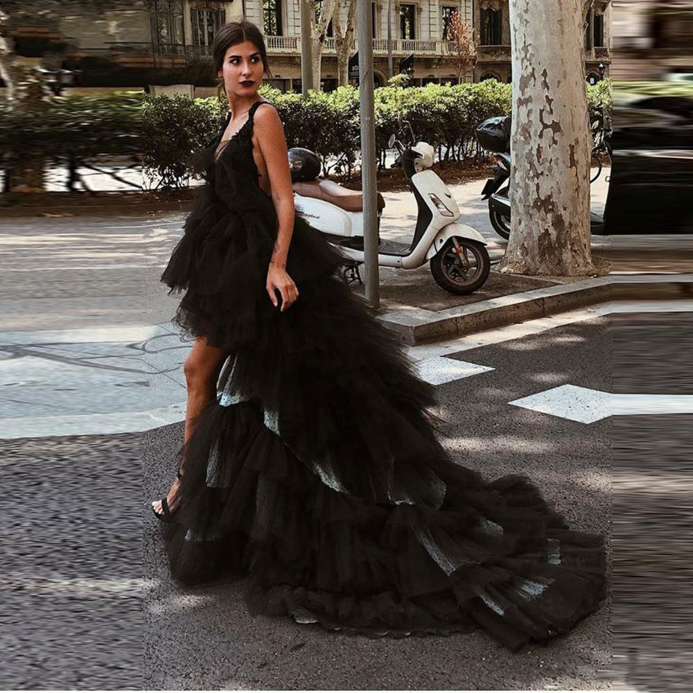 Sexy Black Tulle Hight Low A Line Prom Dresses Backless 2020 Tiered Ruffles Prom Gowns Deep V Neck Formal Party Dress, Gray
Sexy Black Tulle Hight Low A Line Prom Dresses Backless 2020 Tiered Ruffles Prom Gowns Deep V Neck Formal Party Dress, Gray