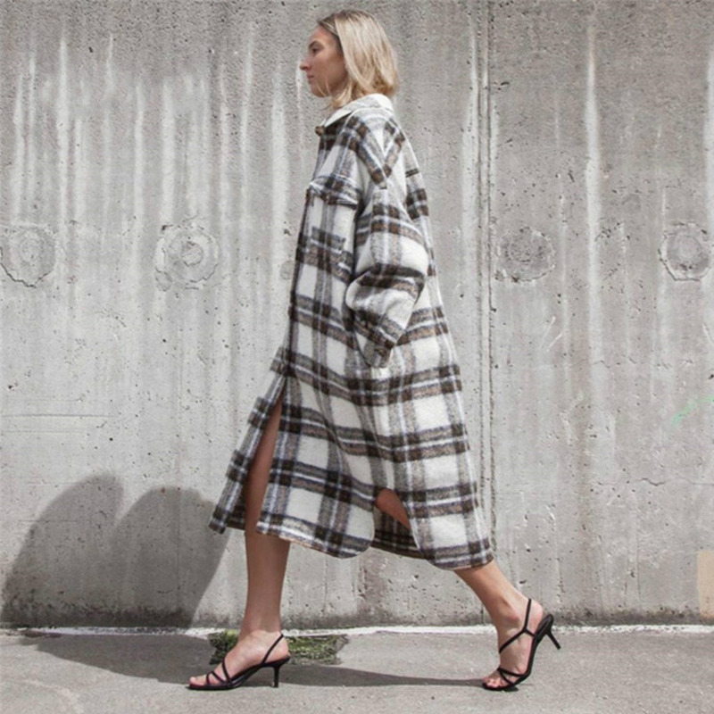 Vintage Wool Plaid Coat Women 2019 Winter Turn Down Collar Single Breasted Loose Oversized Long Coat Loose Casual Z015
Vintage Wool Plaid Coat Women 2019 Winter Turn Down Collar Single Breasted Loose Oversized Long Coat Loose Casual Z015