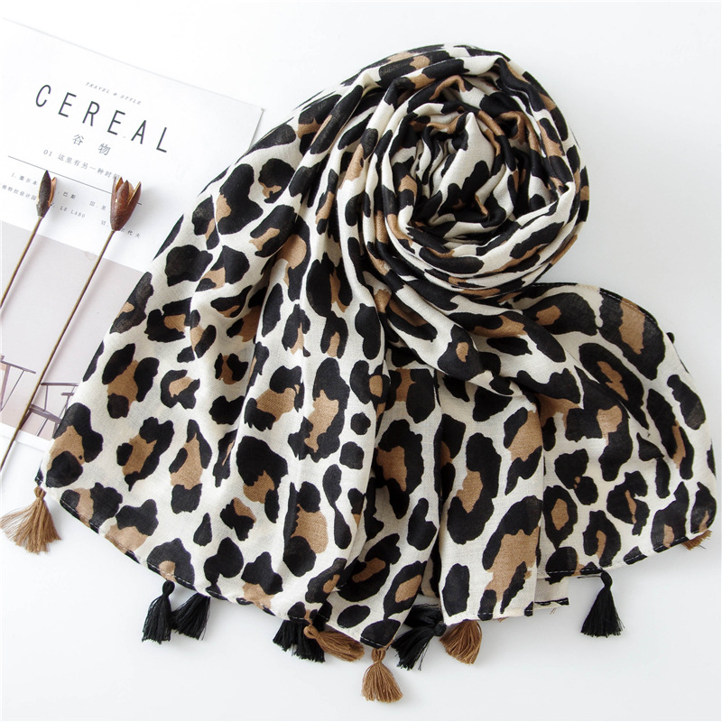 Fashion Women Leopard Print Scarf 180*90cm Leopard Stole Thin Cotton Warm Large Shawls and wraps foulard