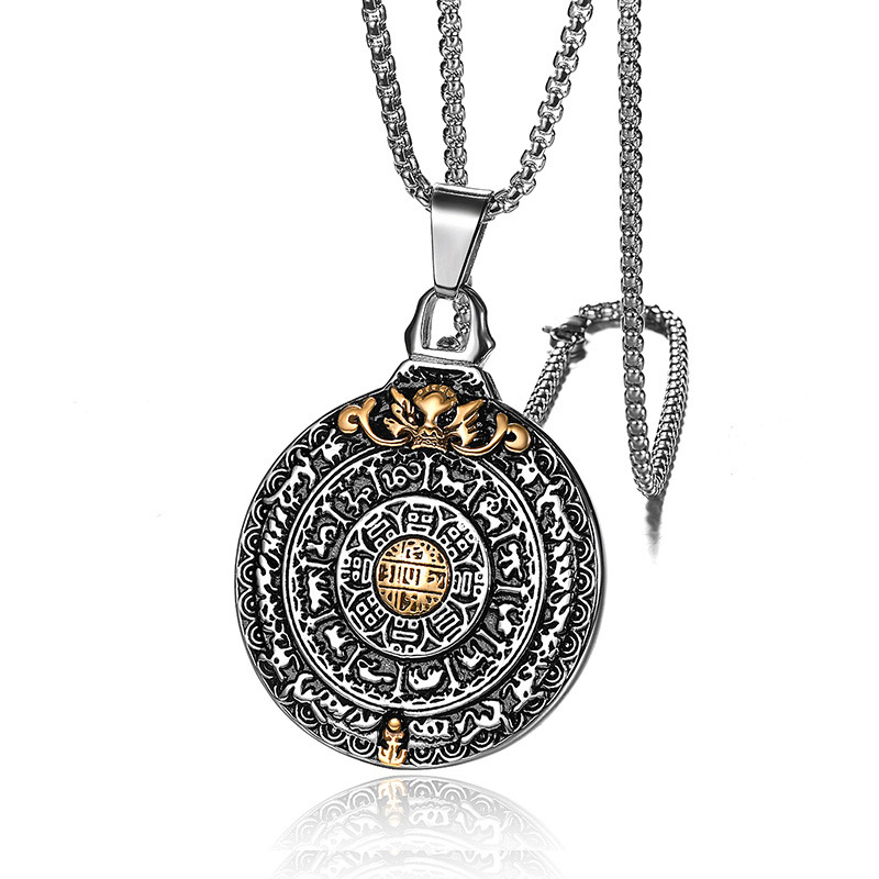 Retro Amulet Necklace for Men Titanium Stainless Steel Buddhism Jiang Mochu 12 Zodiac Round Pendants Necklace Men Punk Jewelry
Retro Amulet Necklace for Men Titanium Stainless Steel Buddhism Jiang Mochu 12 Zodiac Round Pendants Necklace Men Punk Jewelry